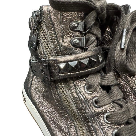 Women’s Michael Kors Metallic Bronze Leather, Studded High Top Sneakers: Size 6 - Picture 4 of 12